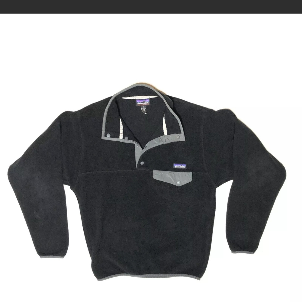 Patagonia Synchilla Fleece Pullover Snap T Sweater Women's Large Black